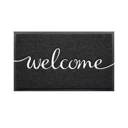 Black Door Mat Welcome Carpet Modern Simple Silk Ring Floor Entrance Rug Indoor