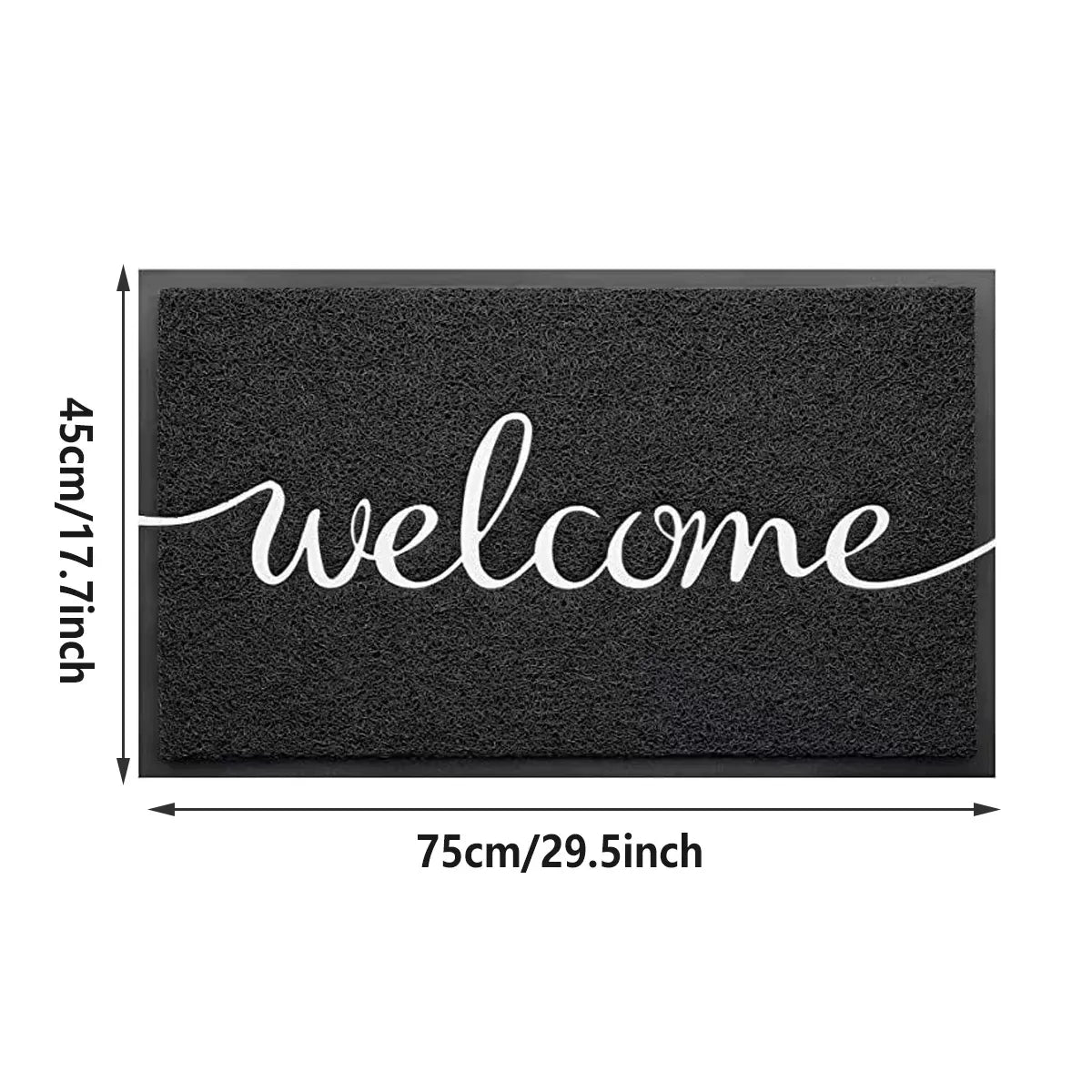 Black Door Mat Welcome Carpet Modern Simple Silk Ring Floor Entrance Rug Indoor