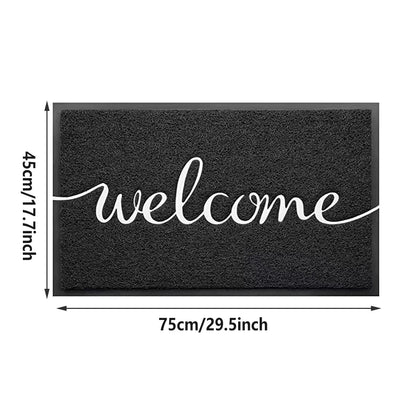 Black Door Mat Welcome Carpet Modern Simple Silk Ring Floor Entrance Rug Indoor