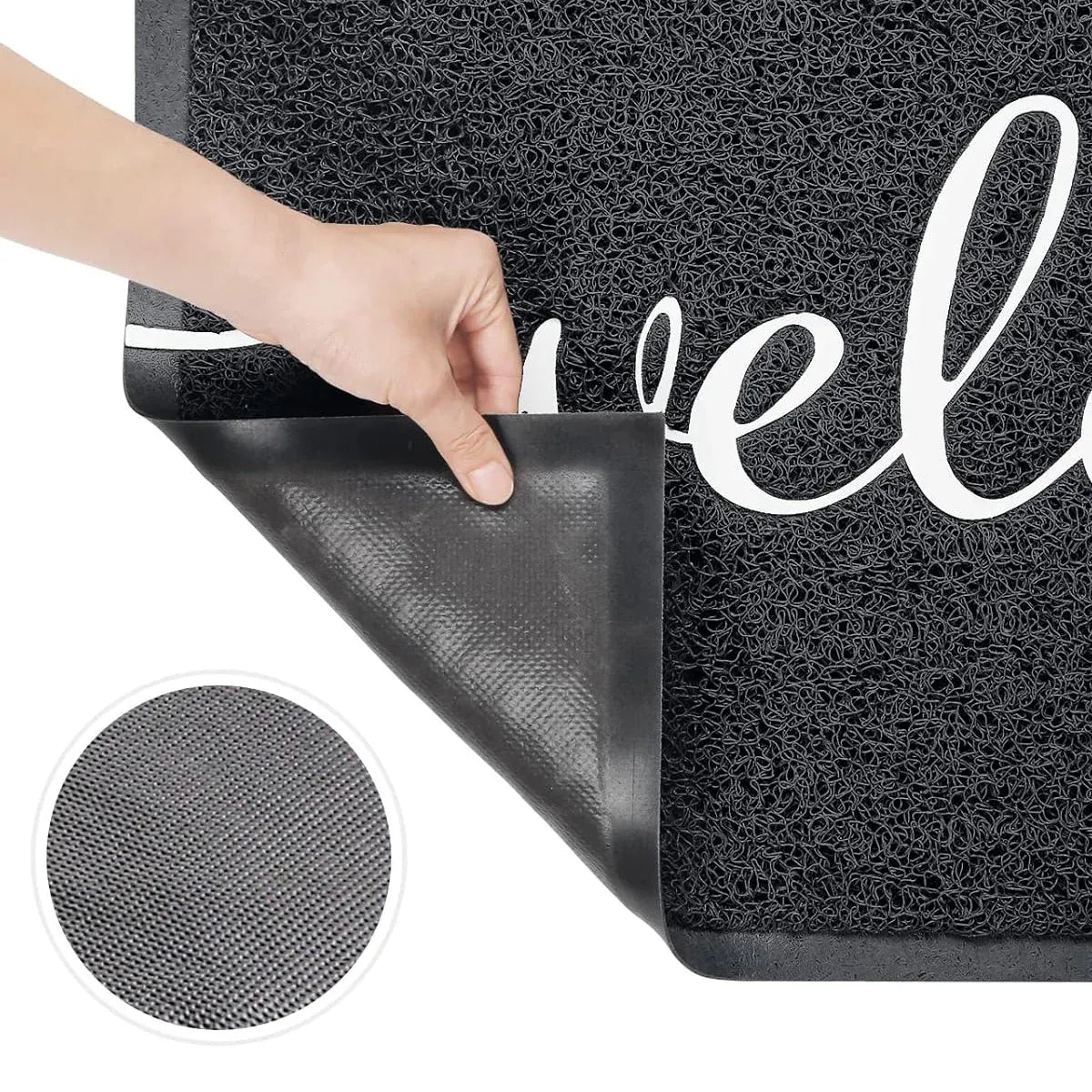 Black Door Mat Welcome Carpet Modern Simple Silk Ring Floor Entrance Rug Indoor