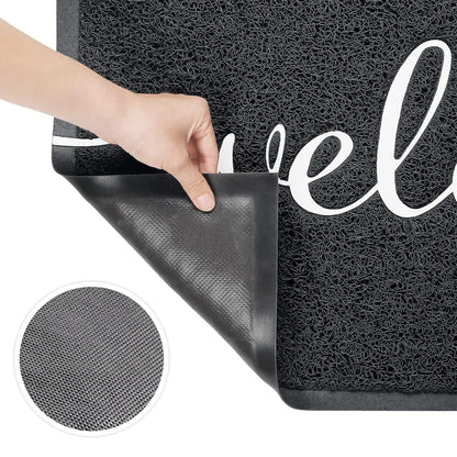 Black Door Mat Welcome Carpet Modern Simple Silk Ring Floor Entrance Rug Indoor