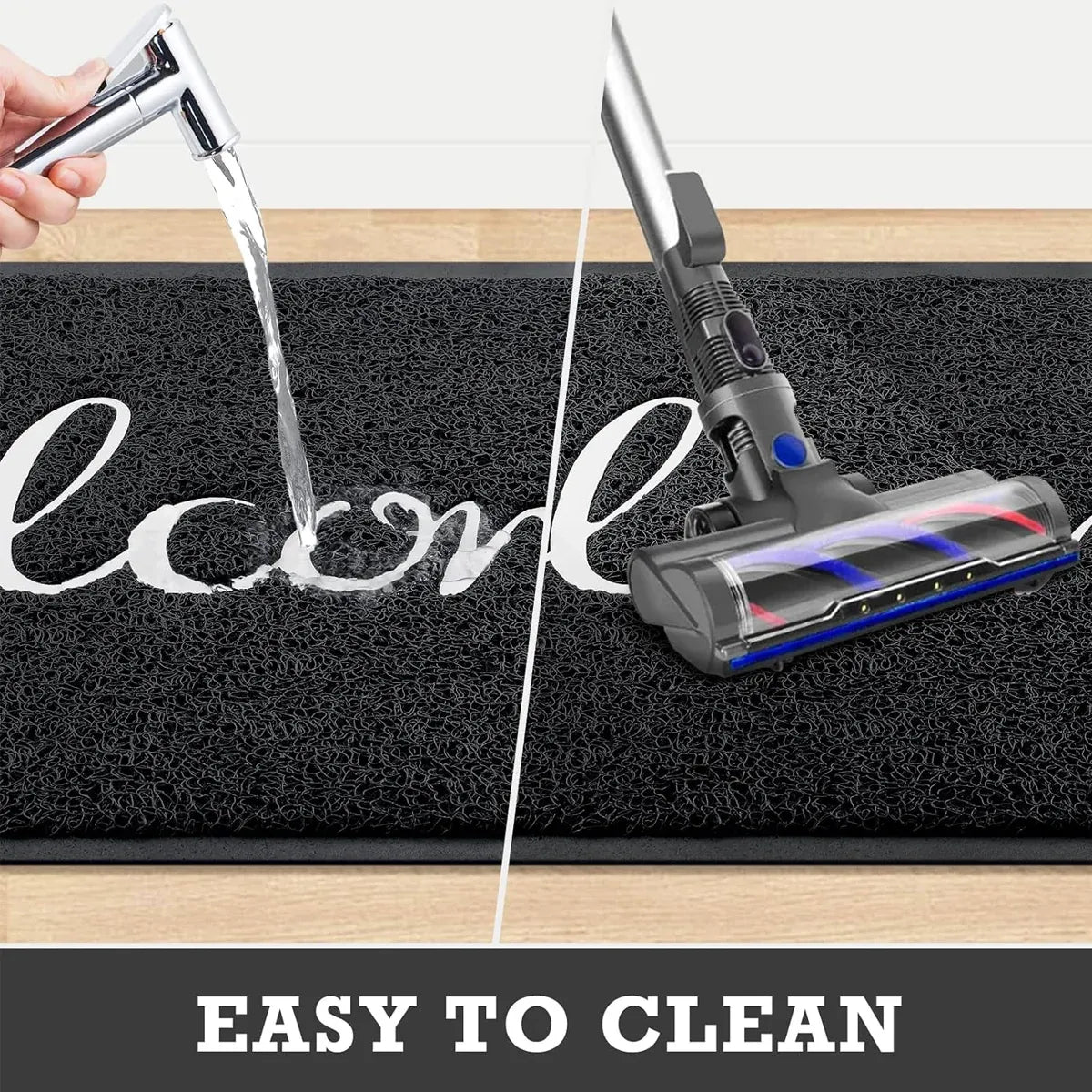 Black Door Mat Welcome Carpet Modern Simple Silk Ring Floor Entrance Rug Indoor