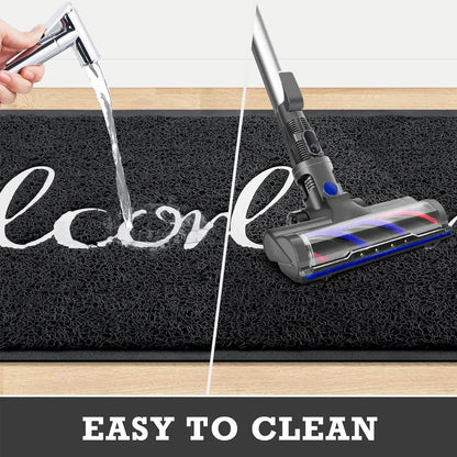 Black Door Mat Welcome Carpet Modern Simple Silk Ring Floor Entrance Rug Indoor