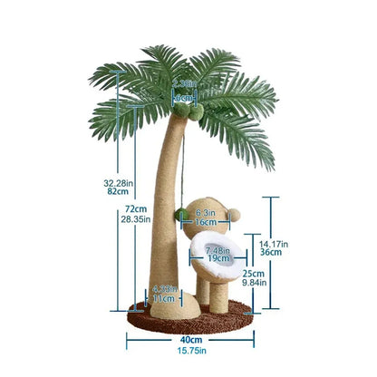 1-Piece Coconut-Style Cat Scratching Post, Green