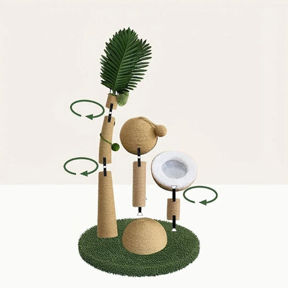 1-Piece Coconut-Style Cat Scratching Post, Green