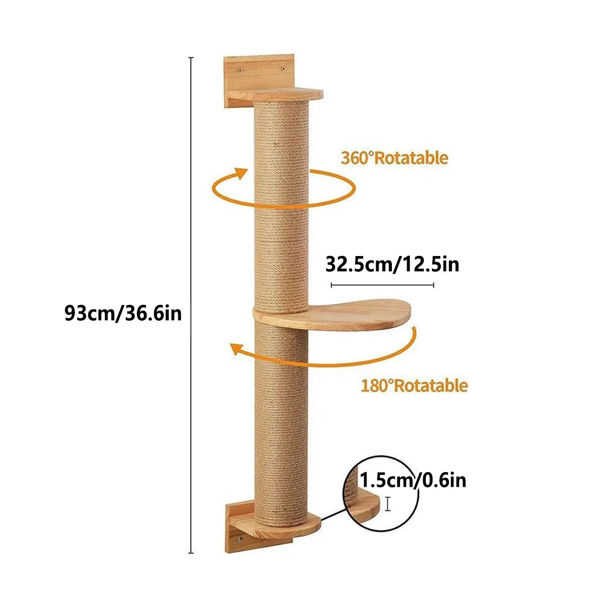 Cat Climbing Frame Wall Post Flax Rope Scratcher Hanging Toy Furniture Kittens