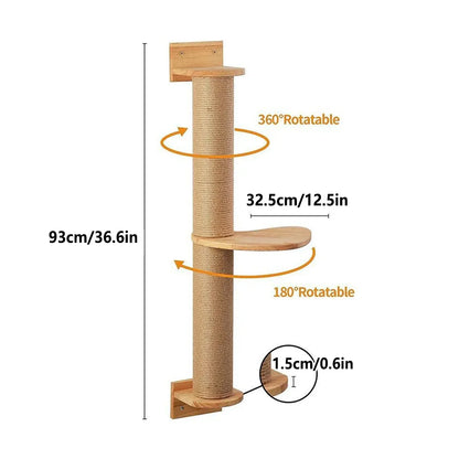 Cat Climbing Frame Wall Post Flax Rope Scratcher Hanging Toy Furniture Kittens