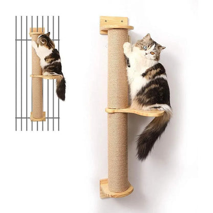 Cat Climbing Frame Wall Post Flax Rope Scratcher Hanging Toy Furniture Kittens