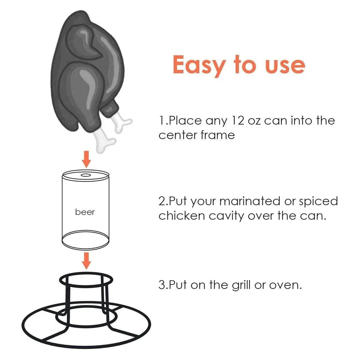 1-Piece Round Chicken Roasting Rack with Centre Can Holder