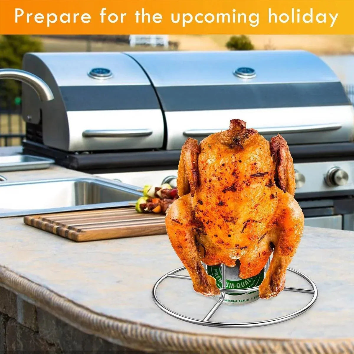 1-Piece Round Chicken Roasting Rack with Centre Can Holder