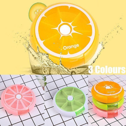 Weekly 7 Day Pill Organiser Case Box Tablet Medicine Dispenser Holder Case Round - Green