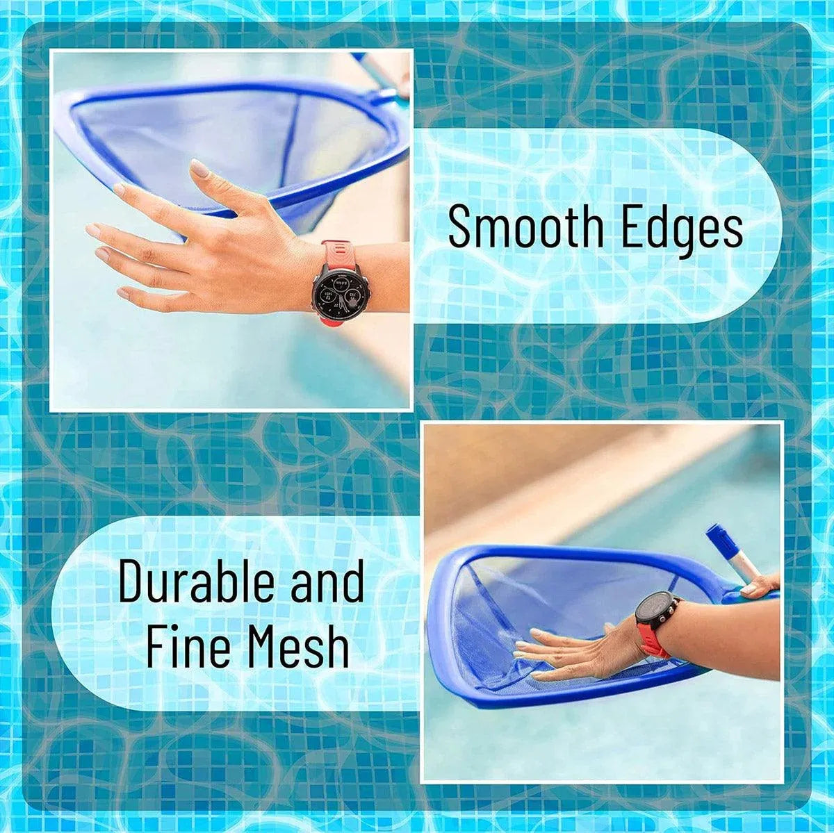 1-Piece Blue Pool Skimmer Net with Short Handle