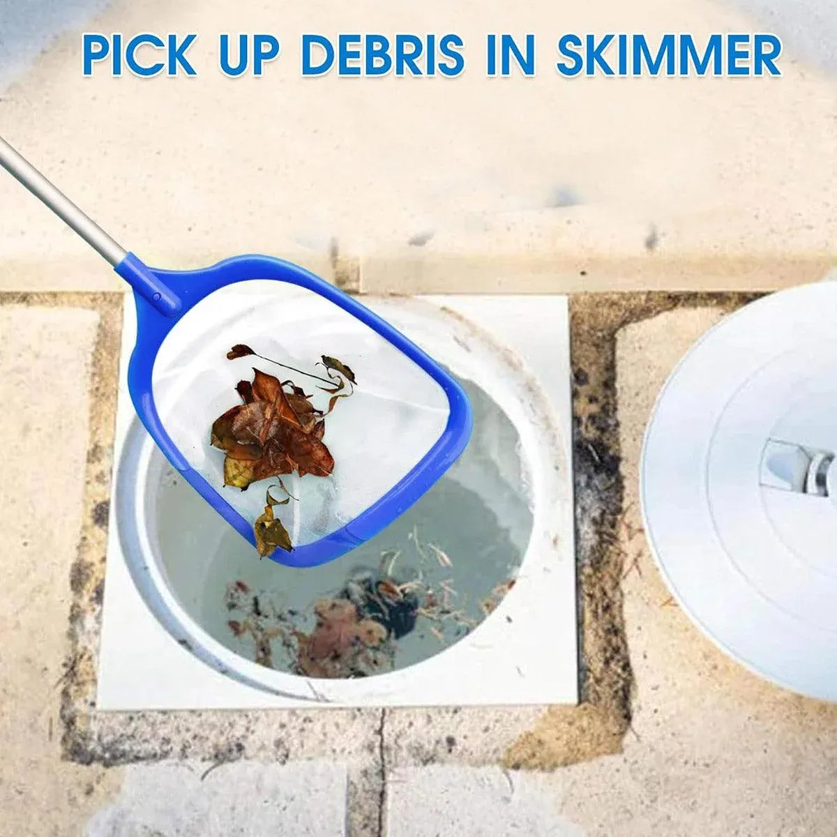 1-Piece Blue Pool Skimmer Net with Short Handle
