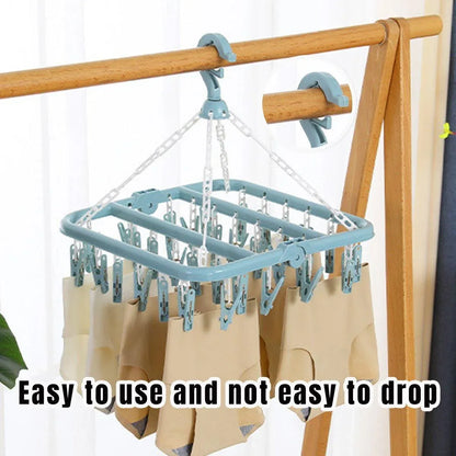 3-Piece Multi-Clip Clothes Drying Rack Pack, Blue, Green and Pink
