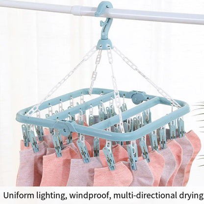 3-Piece Multi-Clip Clothes Drying Rack Pack, Blue, Green and Pink