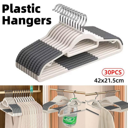 30-Piece Grey and White Non-Slip Clothes Hanger Set