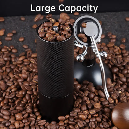 Hand Crank Coffee Grinder for Home Travel Stainless Steel Durable Easy Clean - Black