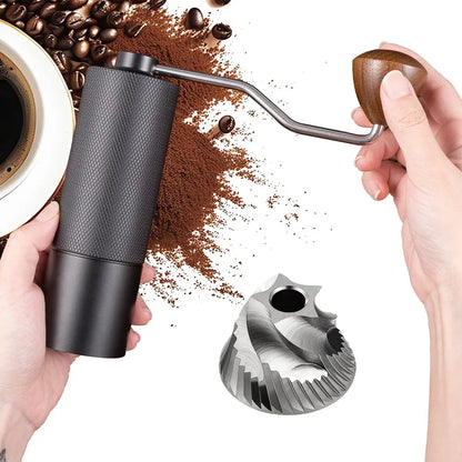 Hand Crank Coffee Grinder for Home Travel Stainless Steel Durable Easy Clean - Black