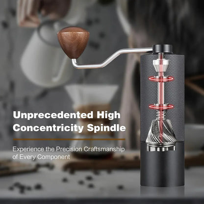 Hand Crank Coffee Grinder for Home Travel Stainless Steel Durable Easy Clean - Black