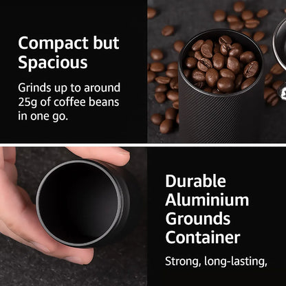Hand Crank Coffee Grinder for Home Travel Stainless Steel Durable Easy Clean - Black