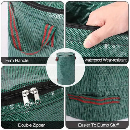 Green Garden Waste Bags with Lids 76 x 67 cm - 3 Pieces
