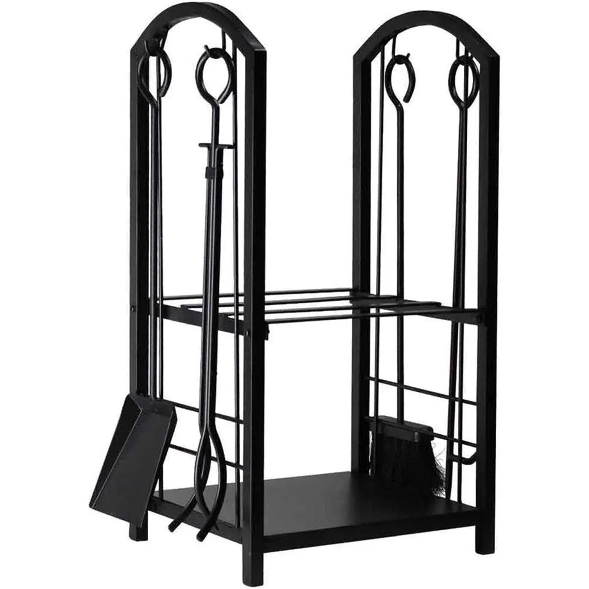 5-Piece Firewood Storage Rack and Fireplace Tool Set