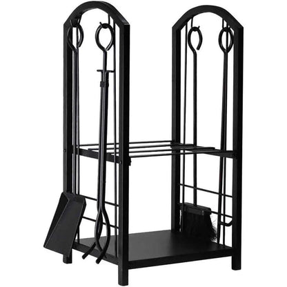5-Piece Firewood Storage Rack and Fireplace Tool Set