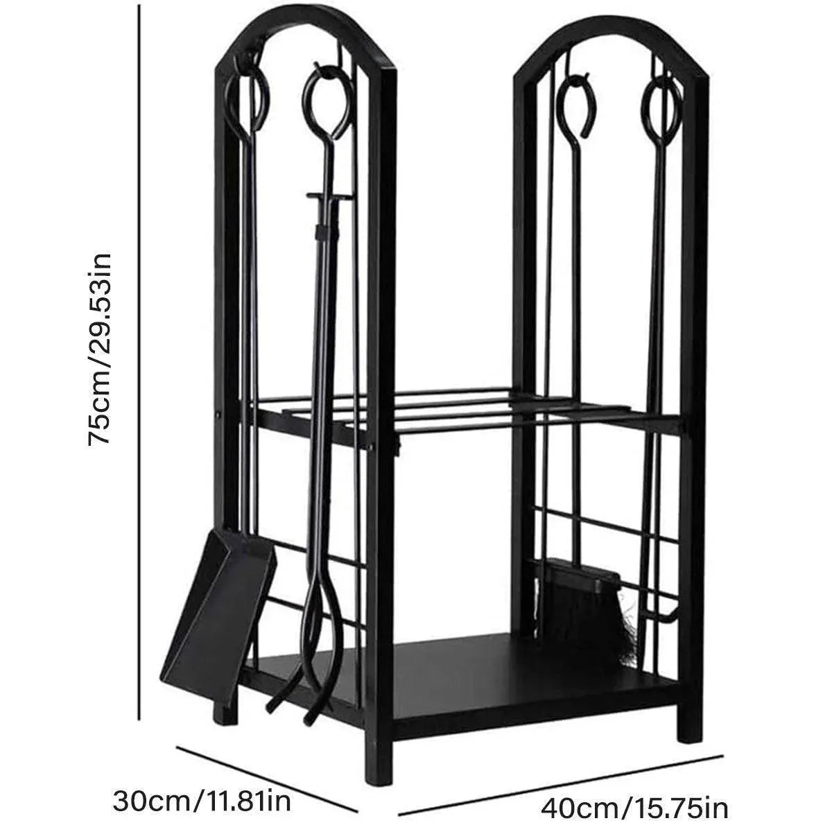 5-Piece Firewood Storage Rack and Fireplace Tool Set