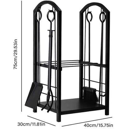 5-Piece Firewood Storage Rack and Fireplace Tool Set