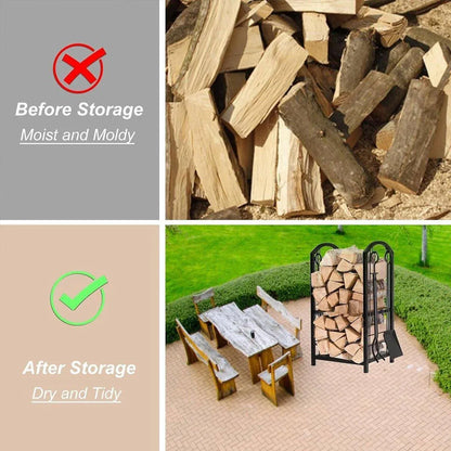 5-Piece Firewood Storage Rack and Fireplace Tool Set