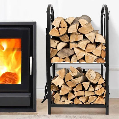 5-Piece Firewood Storage Rack and Fireplace Tool Set