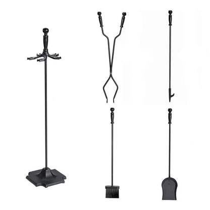 5-Piece Fireplace Tool Set with Stand