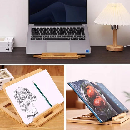 1-Piece Foldable Bamboo Laptop Stand with Adjustable Angles