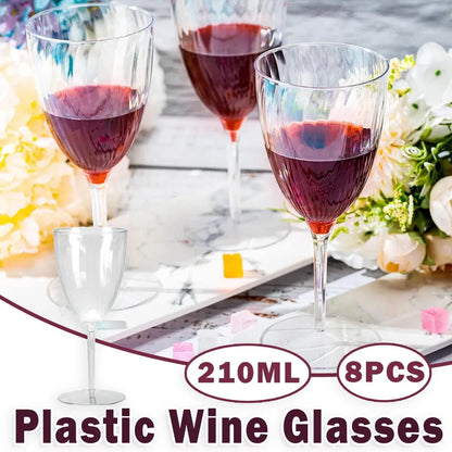 8-Piece 210 mL Plastic Wine Cup Set