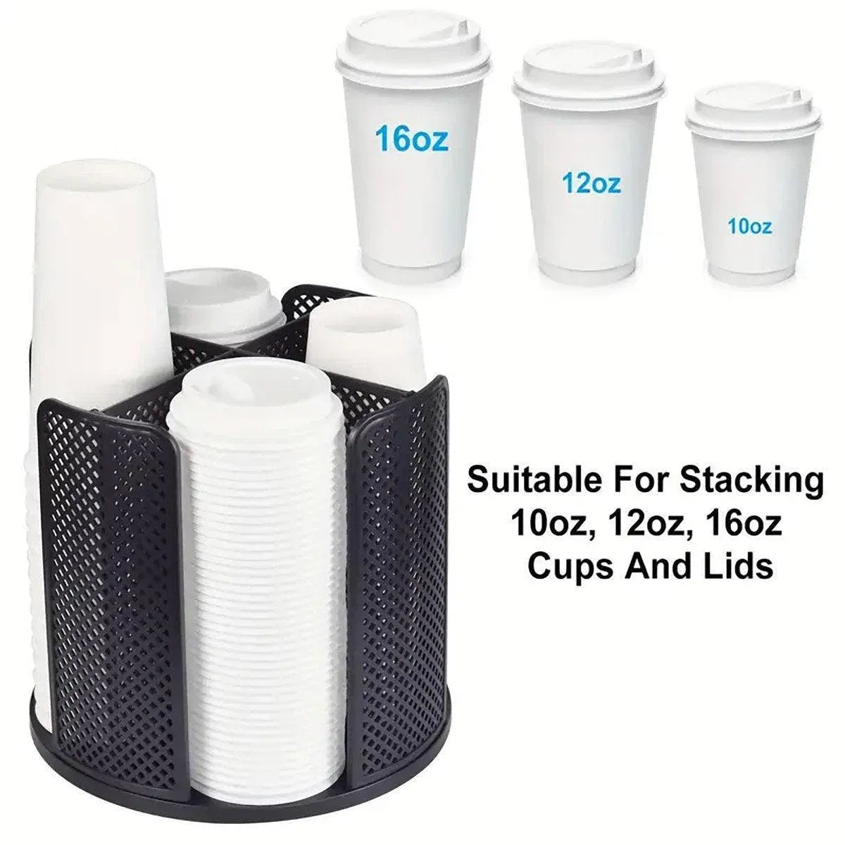 Paper Cup Holder Organizer Swivel Compartment Cup Picker Drink Storage Stand - Grey