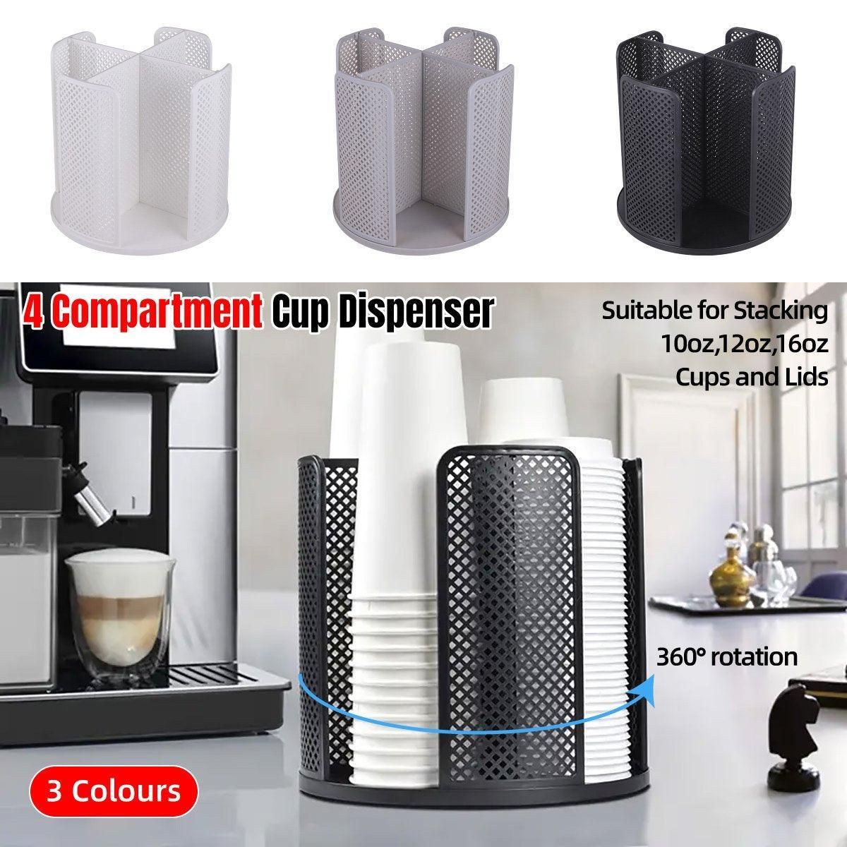 Paper Cup Holder Organizer Swivel Compartment Cup Picker Drink Storage Stand - White