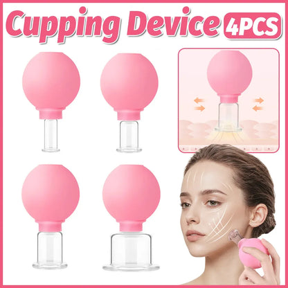4-Piece Pink Manual Cupping Cup Set