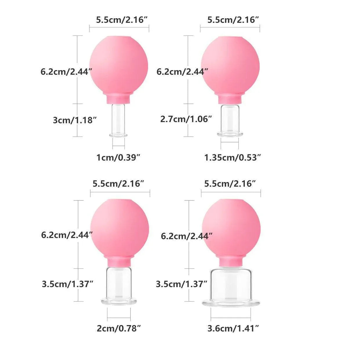 4-Piece Pink Manual Cupping Cup Set