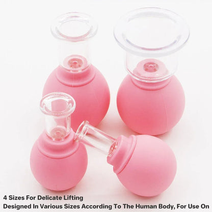 4-Piece Pink Manual Cupping Cup Set