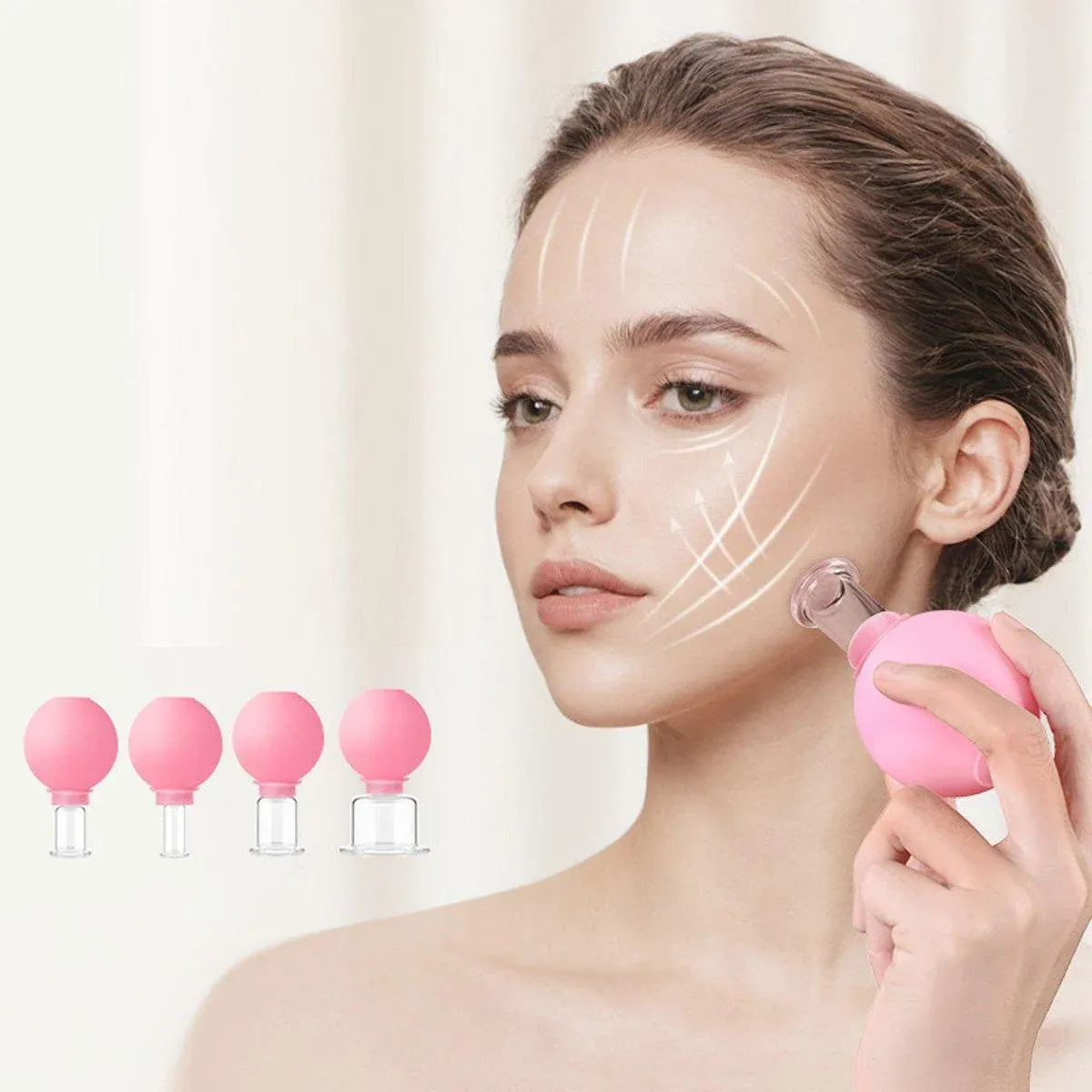 4-Piece Pink Manual Cupping Cup Set