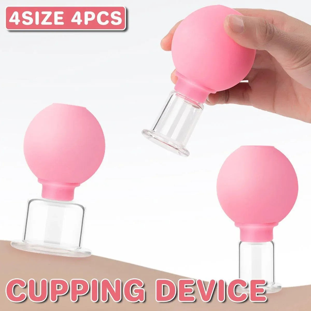 4-Piece Pink Manual Cupping Cup Set