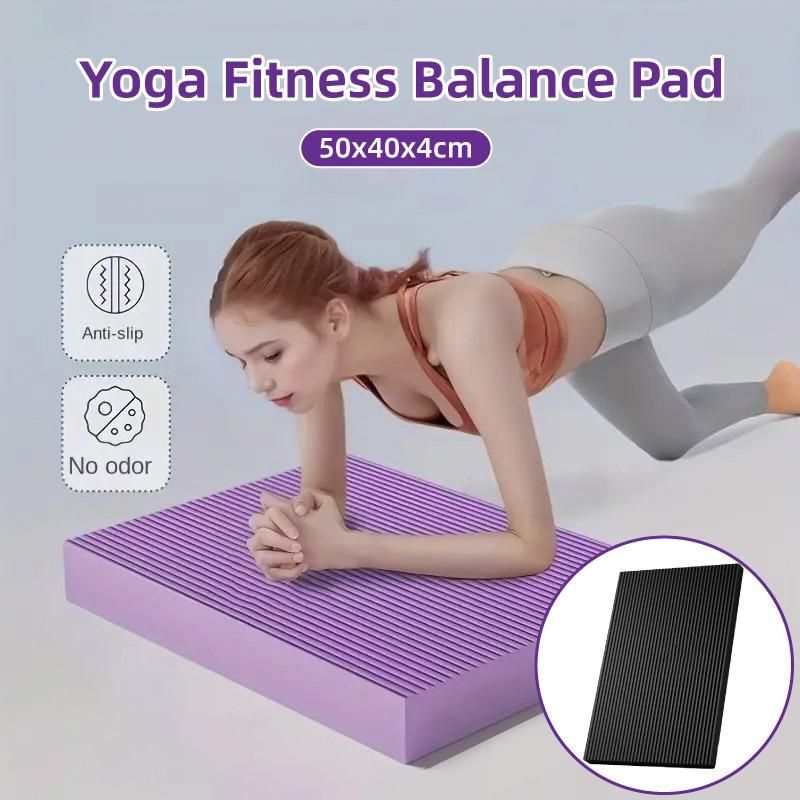 Balance Mat Non Slip Yoga Fitness Mat Flat Support for Home Workout Exercises - Black