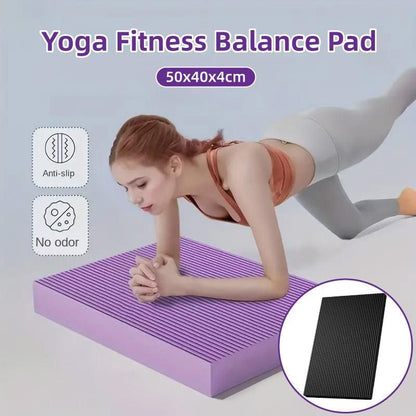 Balance Mat Non Slip Yoga Fitness Mat Flat Support for Home Workout Exercises - Black