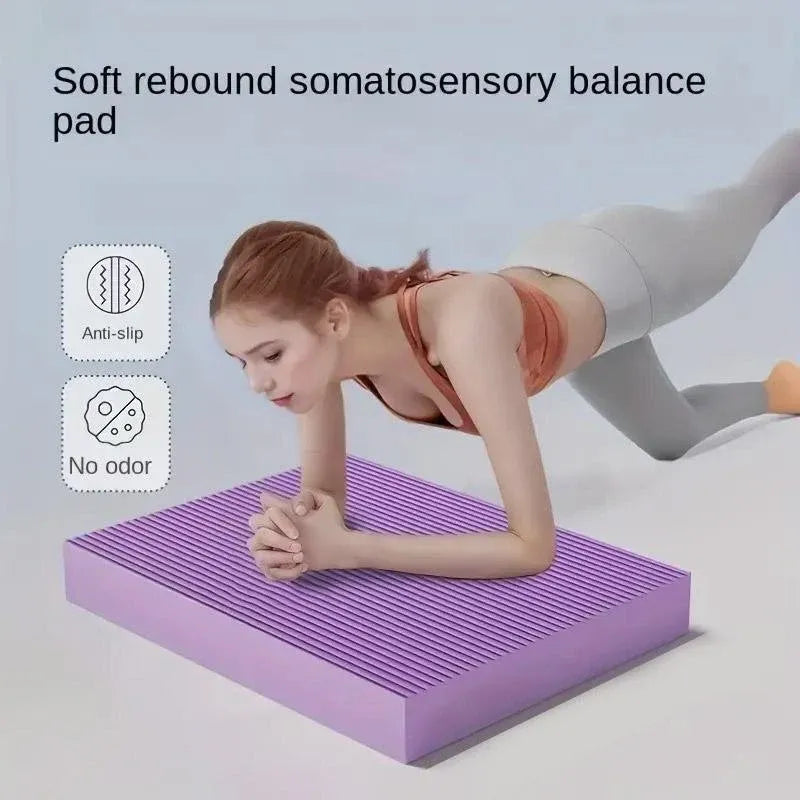 Balance Mat Non Slip Yoga Fitness Mat Flat Support for Home Workout Exercises - Black