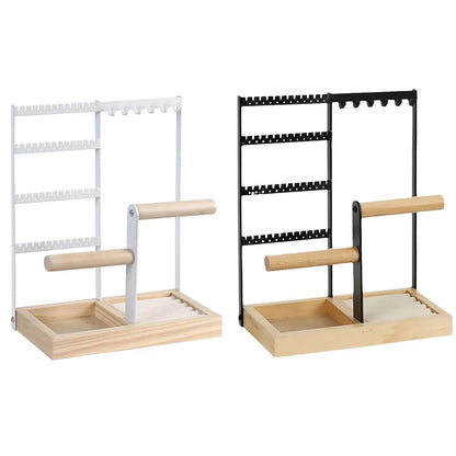 Jewelry Earring Bracelet Display Rack Jewellery Stand Necklace Organizer Holder - Black