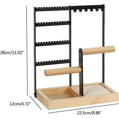 Jewelry Earring Bracelet Display Rack Jewellery Stand Necklace Organizer Holder - Black