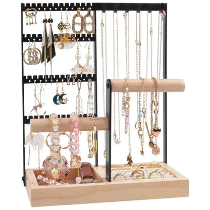Jewelry Earring Bracelet Display Rack Jewellery Stand Necklace Organizer Holder - Black