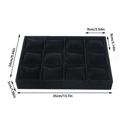1-Piece Black Velvet Watch and Jewellery Display Tray