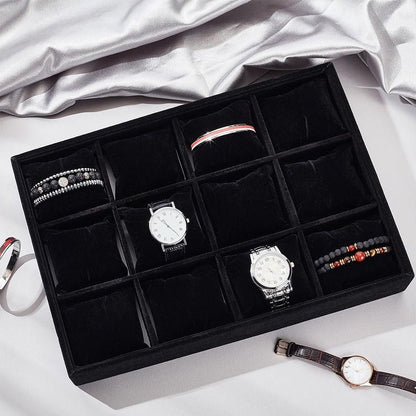 1-Piece Black Velvet Watch and Jewellery Display Tray