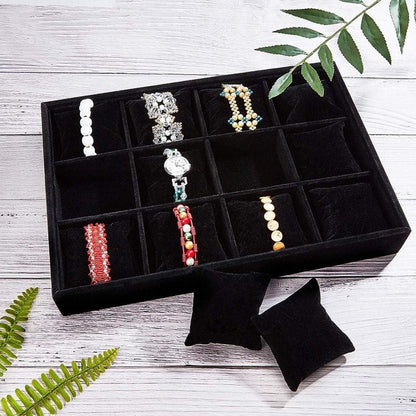 1-Piece Black Velvet Watch and Jewellery Display Tray